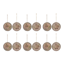 Load image into Gallery viewer, Wood Bird Tree Disc Ornament (Set of 12)
