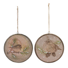 Load image into Gallery viewer, Wood Bird Tree Disc Ornament (Set of 12)