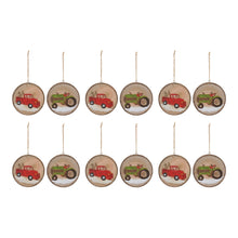 Load image into Gallery viewer, Wood Farm Tree Disc Ornament (Set of 12)