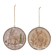 Load image into Gallery viewer, Wood Deer Tree Disc Ornament (Set of 12)