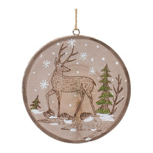 Load image into Gallery viewer, Wood Deer Tree Disc Ornament (Set of 12)