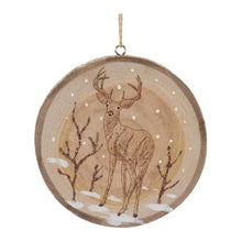 Load image into Gallery viewer, Wood Deer Tree Disc Ornament (Set of 12)