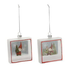 Load image into Gallery viewer, Glass Gnome Shadow Box Ornament (Set of 6)