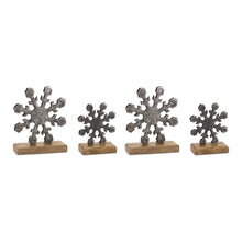 Load image into Gallery viewer, Metal Snowflake on Wood Base (Set of 6)