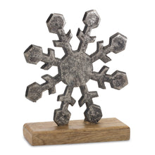 Load image into Gallery viewer, Metal Snowflake on Wood Base (Set of 6)