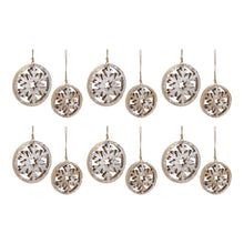 Load image into Gallery viewer, Wood Cut Out Snowflake Ornament (Set of 12)