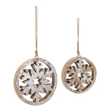 Load image into Gallery viewer, Wood Cut Out Snowflake Ornament (Set of 12)