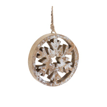Load image into Gallery viewer, Wood Cut Out Snowflake Ornament (Set of 12)