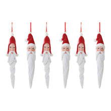 Load image into Gallery viewer, Carved Santa Drop Ornament (Set of 6)