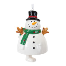 Load image into Gallery viewer, Ceramic Snowman Bell Ornament (Set of 12)