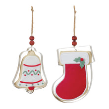Load image into Gallery viewer, Bell and Stocking Cookie Cutter Ornament (Set of 12)