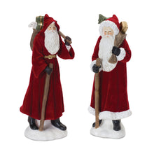 Load image into Gallery viewer, Flocked Santa Figurine with Hood and Staff (Set of 2)