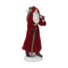 Load image into Gallery viewer, Flocked Santa Figurine with Hood and Staff (Set of 2)