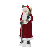 Load image into Gallery viewer, Flocked Santa Figurine with Hood and Staff (Set of 2)