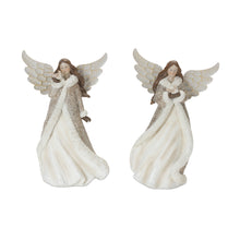 Load image into Gallery viewer, Winter Angel Figurine with Bird Accent (Set of 2)