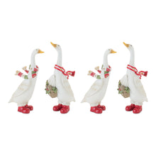Load image into Gallery viewer, Holiday Goose Figurine with Scarf Accent (Set of 4)