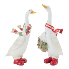 Load image into Gallery viewer, Holiday Goose Figurine with Scarf Accent (Set of 4)