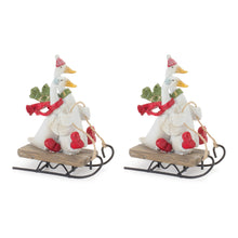 Load image into Gallery viewer, Sledding Holiday Goose Figurine (Set of 4)