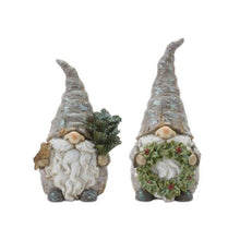 Load image into Gallery viewer, Pine Tree Trunk Gnome with Wreath Accent (Set of 2)