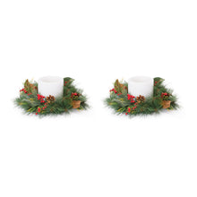 Load image into Gallery viewer, Mixed Pine and Magnolia Candle Ring (Set of 2)