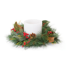 Load image into Gallery viewer, Mixed Pine and Magnolia Candle Ring (Set of 2)