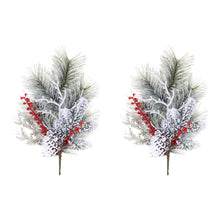 Load image into Gallery viewer, Snowy Pine w/Berry Spray (Set of 2)