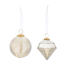 Load image into Gallery viewer, Champagne Crackle Glass Ornament (Set of 6)