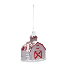 Load image into Gallery viewer, Frosted Glass Barn Ornament (Set of 6)