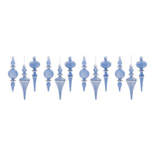 Load image into Gallery viewer, Blue Glass Finial Drop Ornament (Set of 12)