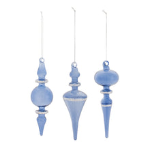 Load image into Gallery viewer, Blue Glass Finial Drop Ornament (Set of 12)