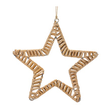 Load image into Gallery viewer, Woven Rattan Star and Tree Ornament (Set of 12)