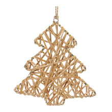 Load image into Gallery viewer, Woven Rattan Star and Tree Ornament (Set of 12)