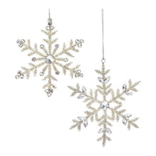 Load image into Gallery viewer, Jeweled Metal Snowflake Ornament (Set of 12)