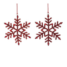 Load image into Gallery viewer, Jeweled Metal Snowflake Ornament (Set of 12)