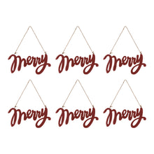 Load image into Gallery viewer, Wood Hanging Merry Sign (Set of 6)
