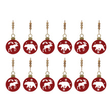 Load image into Gallery viewer, Metal Cut Out Bear and Moose Ornament (Set of 12)