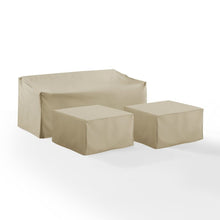 Load image into Gallery viewer, 3Pc Sectional Cover Set Tan - Sofa & 2 Square Table/Ottoman