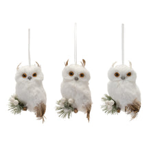 Load image into Gallery viewer, Feathered Owl Ornament (Set of 6(