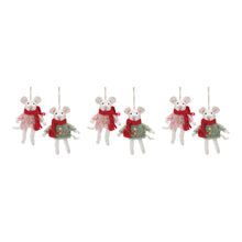 Load image into Gallery viewer, Winter Mouse Ornament (Set of 6)