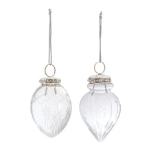 Load image into Gallery viewer, Etched Glass Teardrop Ornament (Set of 6)