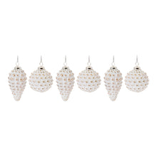 Load image into Gallery viewer, White Washed Glass Ornament (Set of 6)