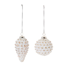 Load image into Gallery viewer, White Washed Glass Ornament (Set of 6)
