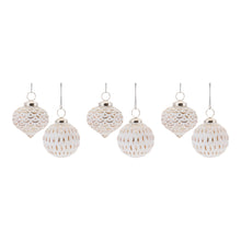 Load image into Gallery viewer, White Washed Glass Ornament (Set of 6)