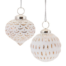 Load image into Gallery viewer, White Washed Glass Ornament (Set of 6)