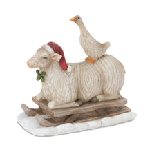 Load image into Gallery viewer, Farmhouse Santa on Sled Figurine (Set of 2)