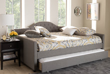 Load image into Gallery viewer, Baxton Studio Eliza Modern and Contemporary Grey Fabric Upholstered Full Size Daybed with Trundle