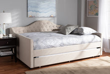 Load image into Gallery viewer, Baxton Studio Eliza Modern and Contemporary Light Beige Fabric Upholstered Full Size Daybed with Trundle