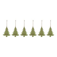 Load image into Gallery viewer, Wood Pine Tree Ornament (Set of 6)
