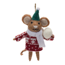 Load image into Gallery viewer, Wool Mouse with Sweater Ornament (Set of 12)