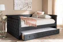 Load image into Gallery viewer, Baxton Studio Alena Modern and Contemporary Dark Grey Fabric Upholstered Full Size Daybed with Trundle